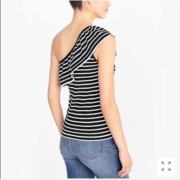 J. Crew | Striped One Shoulder Ruffle Top - Picture 2 of 4